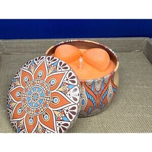 Handcrafted Soy Candle Orange Citrus Scent Tin w/ Orange Slice Wax 🍊